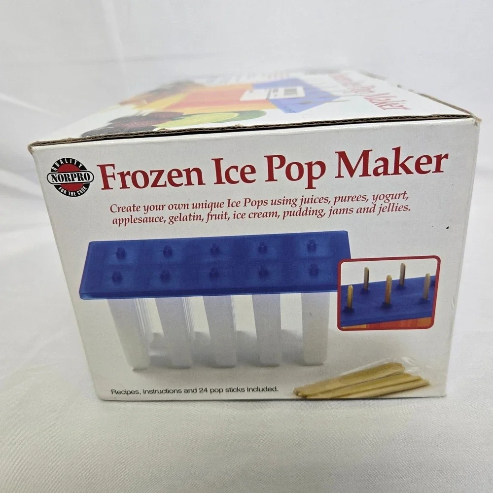 Norpro Frozen Ice Pop Maker, Recipes Instructions 24 Pop Sticks, Item 423, New‎